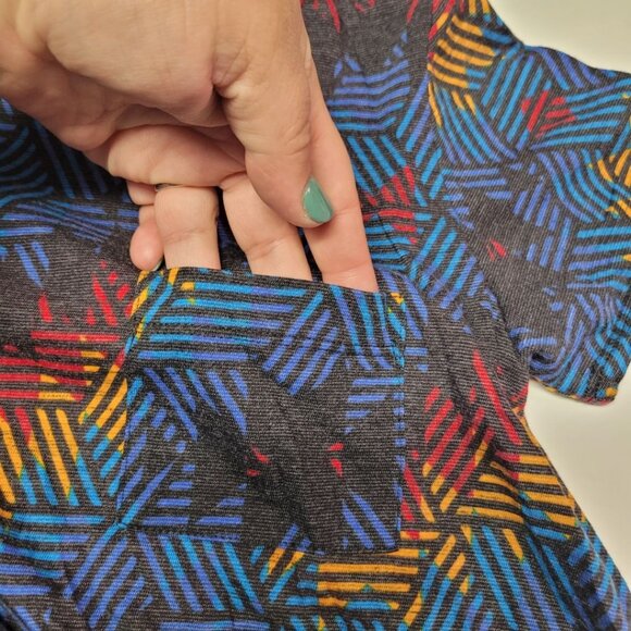 Lularoe Dress Short Sleeve Chest Pocket Womens XXS Geometric Tribal Mid Length - Picture 8 of 9